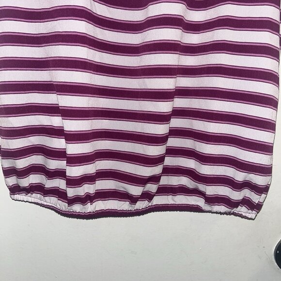 Loft Purple And White Striped Pullover Sleeveless Pleated Scoop Neck Top Small - Picture 4 of 8